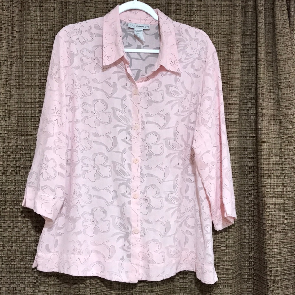 Sag Harbor Pink Floral XL Blouse
